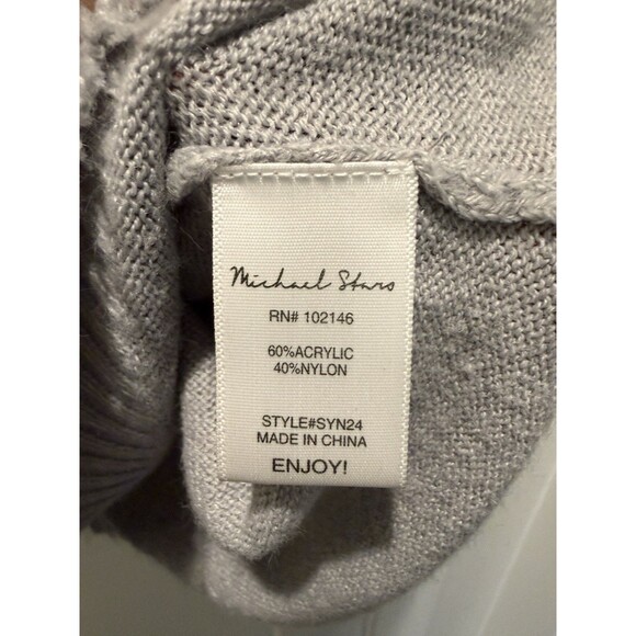 Women’s Michael Stars Mock Neck Frayed Cuff/Hem Exposed Seam Gray Sweater Large - Picture 3 of 4